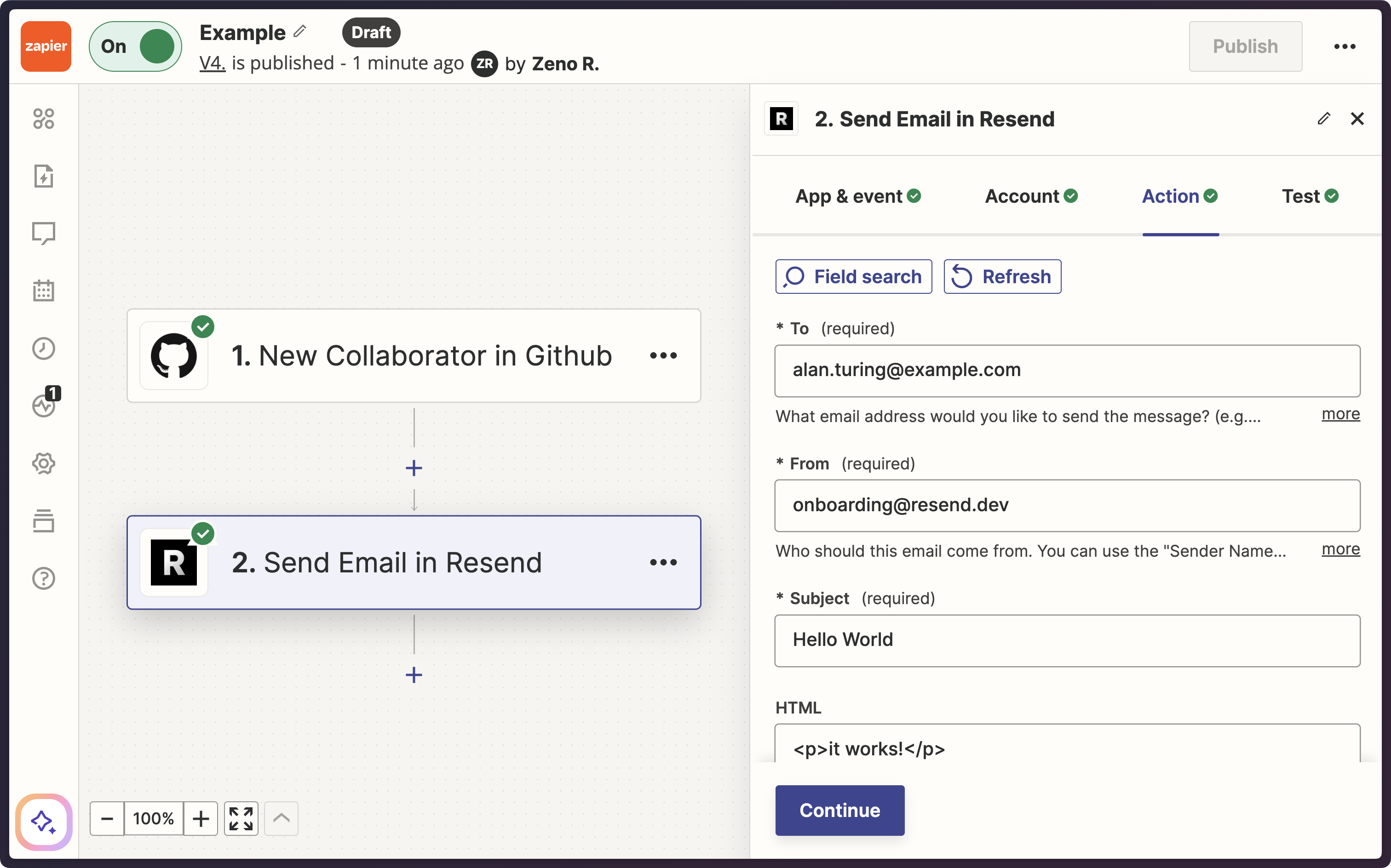 Populating the email fields